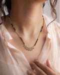 Floral Diamond Design Black Bead Mangalsutra