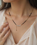 Leaf Design Diamond Drop Black Bead Mangalsutra