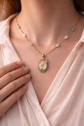 Pastel Bead Floral Pendant Necklace