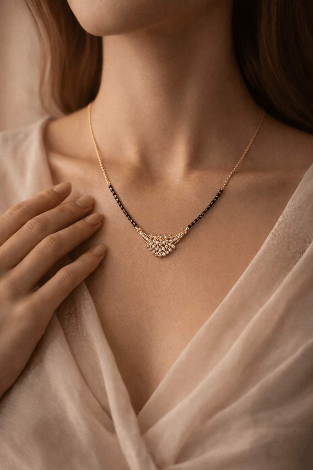 Elegant Diamond Floral Mangalsutra Necklace for Women