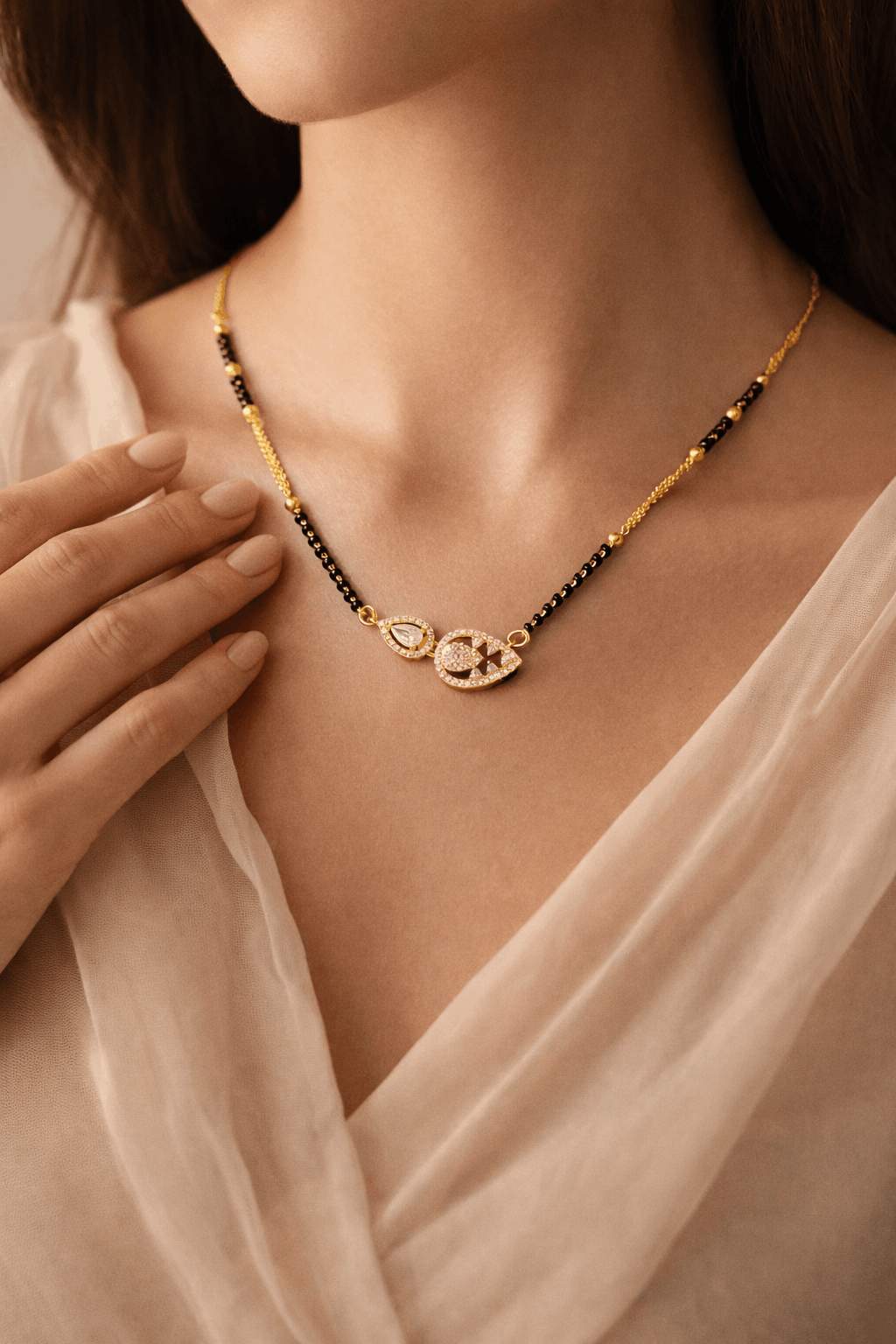 Diamond Heart Mangalsutra Necklace for Women